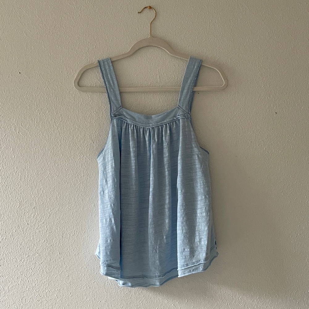 Free People Tank Top Good For You Cool Blue XSmall Coastal Babydoll